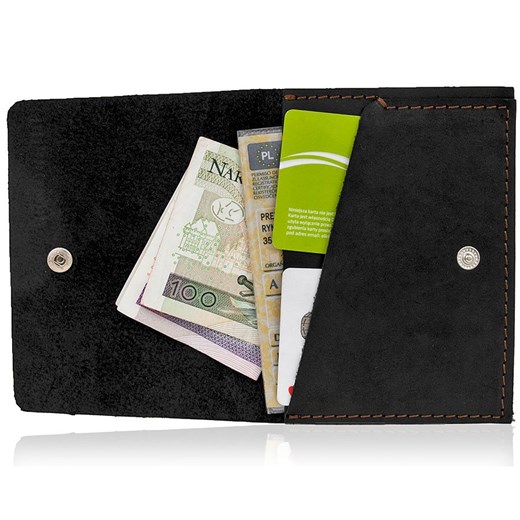 Skórzany cienki portfel slim wallet BRODRENE SW06 czarny  Brødrene  Skorzana.com