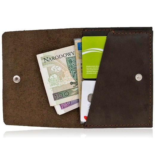 Skórzany cienki portfel slim wallet BRODRENE SW06 ciemnobrązowy Brødrene   Skorzana.com