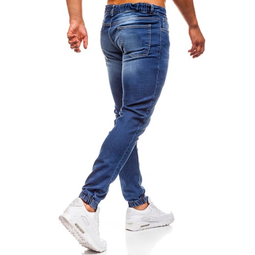Spodnie jeansowe joggery męskie granatowe Denley 2043