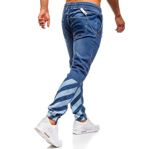 Spodnie jeansowe baggy męskie niebieskie Denley 2040 Denley  L 