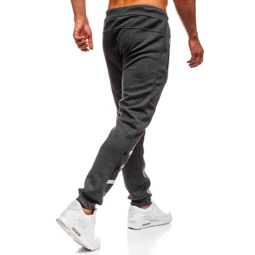 Spodnie męskie dresowe joggery grafitowe Denley 80535 Denley  2XL 