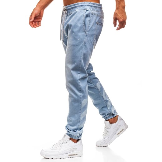 Spodnie jeansowe baggy męskie jasnoniebieskie Denley 2040 Denley  L 