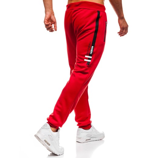 Spodnie męskie dresowe joggery czerwone Denley 80530 Denley  M 