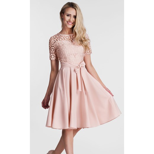 Sukienka ULLA Midi Gipiura (Pastelowy Róż)  Livia Clue 38 