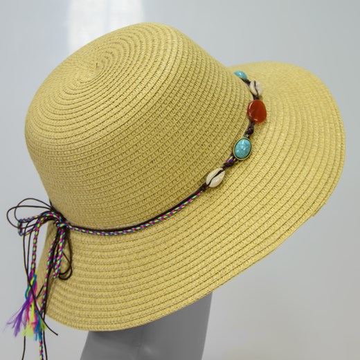 beżowy kapelusz plażowy z muszelkami Allora   
