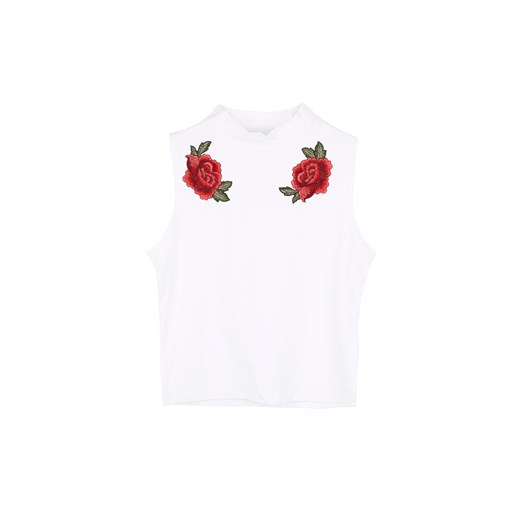 Crop Top High Neck Roses Patch