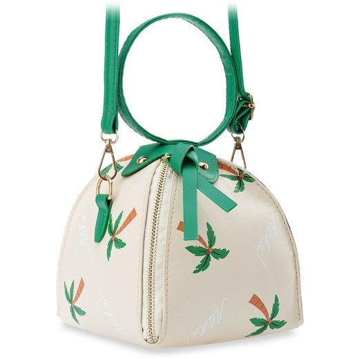 Młodzieżowa torebka damska sakiewka przewieszka wakacyjny wzór print palma - beżowy  zielony  world-style.pl