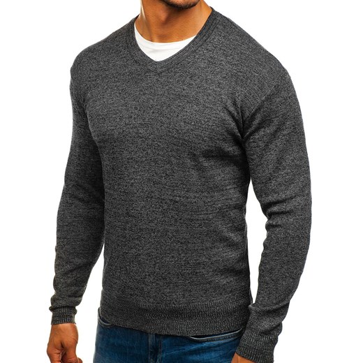 Sweter męski w serek antracytowy Denley H1816 Denley  L 