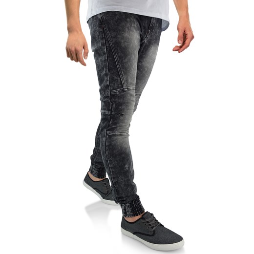 Joggery męskie jeansowe z wstawkami LX984   36 wyprzedaż merits.pl 