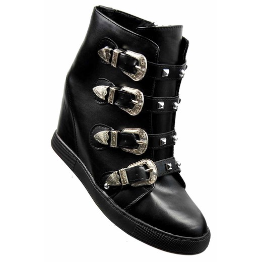 Czarne trampki sneakersy na koturnie /C6-2 2278 S393/ Belle Women  40 pantofelek24.pl