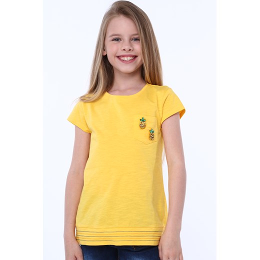 T-shirt z ananasem żółty NDZ37053  fasardi 152 fasardi.com