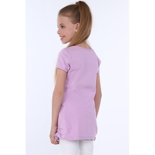 T-shirt dziewczęcy ze srebrnym napisem fioletowy NDZ8243 fasardi 152 fasardi.com