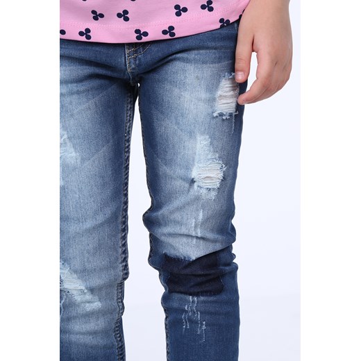 Spodnie jeansowe dziewczęce z przetarciami NDZ208  fasardi 104 fasardi.com