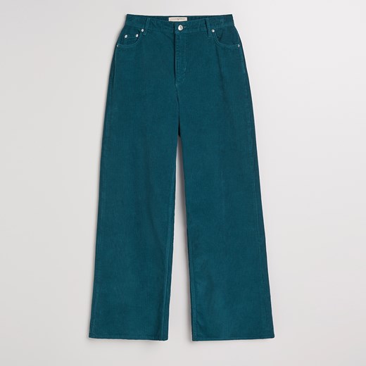 Reserved - Sztruksowe spodnie z szerokimi nogawkami - Turkusowy Reserved  40 
