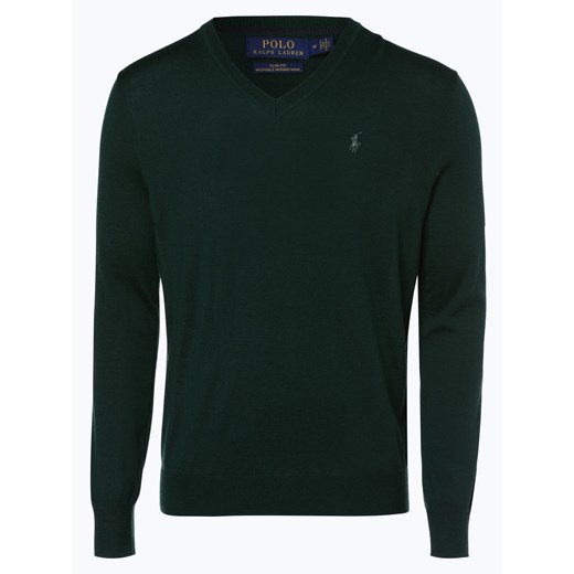Polo Ralph Lauren - Męski sweter z wełny merino – Slim Fit, zielony  Polo Ralph Lauren M vangraaf