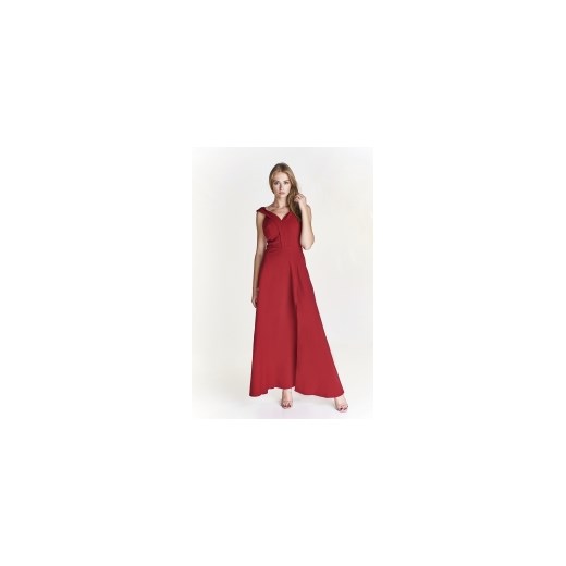 Mally sukienka na ramiączkach na sylwestra maxi czerwona 