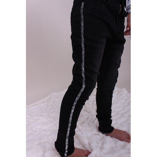 Spodnie Czarne Jeansowe Slim Fit z Lampasem dla Dziewczynki  Malani 122 
