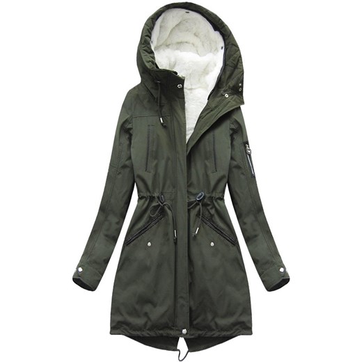CIEPŁA PARKA ZIMOWA Z PODPINKĄ KHAKI (W160) Mhm S (36) goodlookin.pl