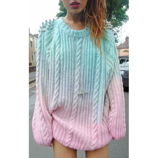 OMBRE SWETER RAFAELA niebiesko-różowy Elegrina UNI