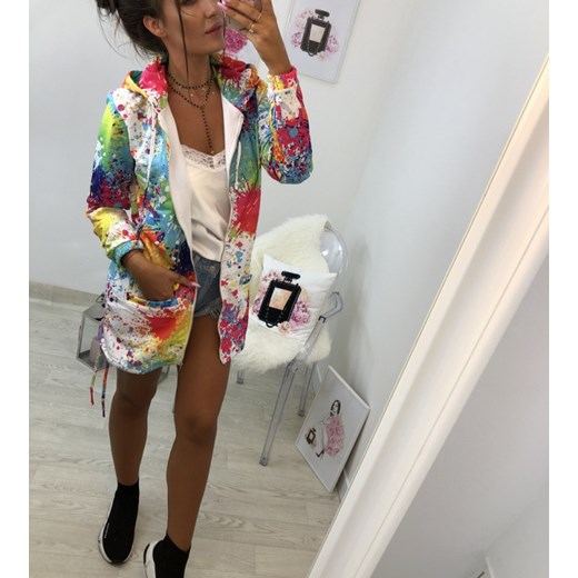 Bluza biała długa z kolorowymi plamkami Astor uniwersalny Hollywood dream