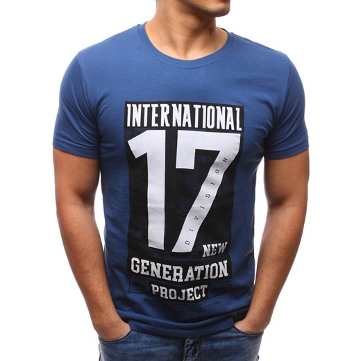 T-shirt męski z nadrukiem niebieski (rx2605)