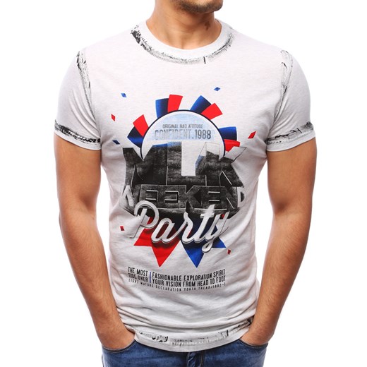 T-shirt męski z nadrukiem szary (rx1788)