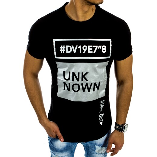 T-shirt męski z nadrukiem czarny (rx2113)