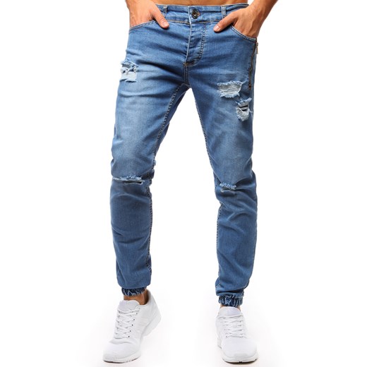 Spodnie joggery jeansowe męskie niebieskie (ux1275)