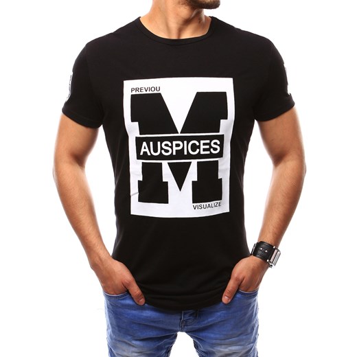 T-shirt męski z nadrukiem czarny (rx2435)