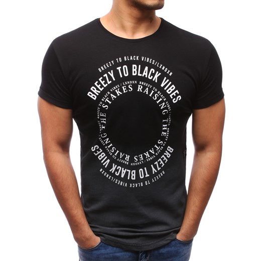 T-shirt męski z nadrukiem czarny (rx1942)