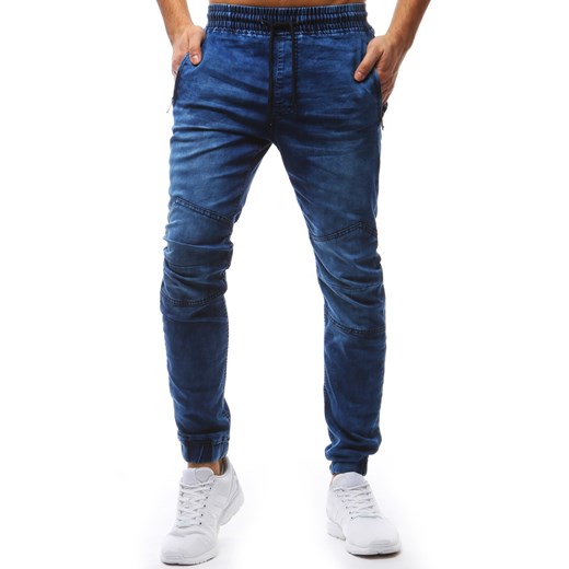 Joggery męskie denim look niebieskie (ux1238)