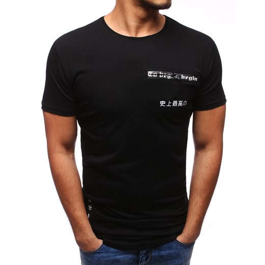 T-shirt męski z nadrukiem czarny (rx1968)