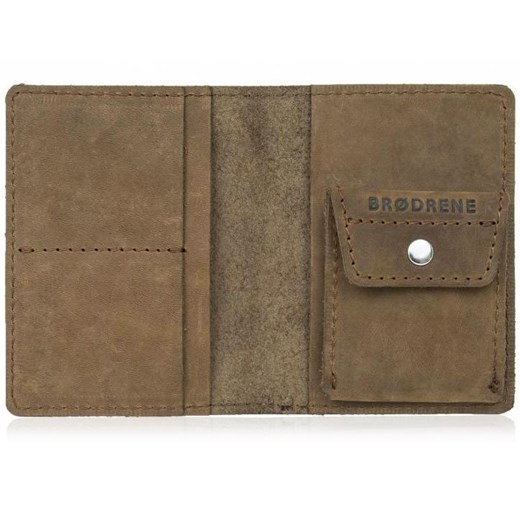 Skórzany cienki portfel slim wallet z bilonówką BRODRENE SW01+ jasnobrązowy Brødrene   Skorzana.com