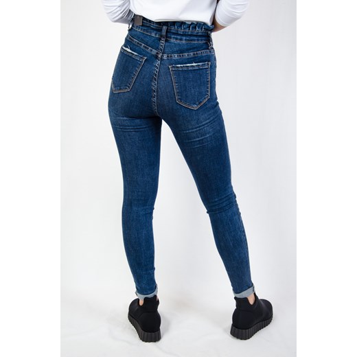 Spodnie jeansowe z falbaną w pasie Olika  XL olika.com.pl
