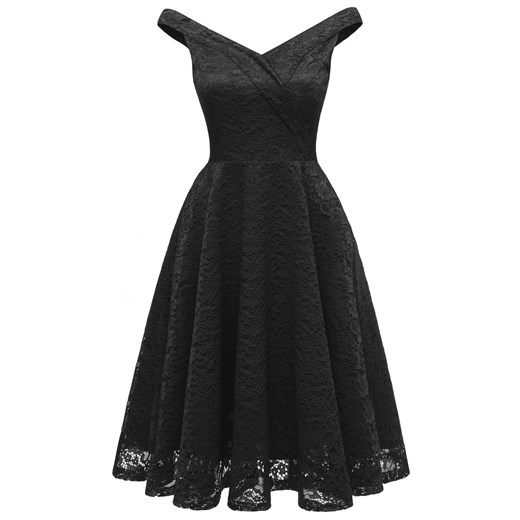 Elegrina sukienka czarna z poliestru midi bez rękawów 