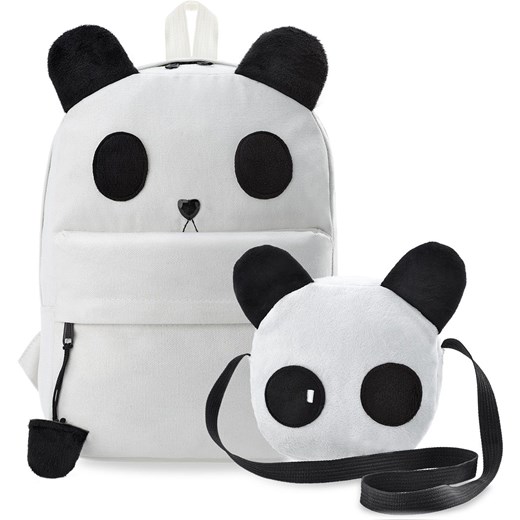 Komplet 2w1 plecak szkolny wycieczkowy plecaczek listonoszka panda    world-style.pl