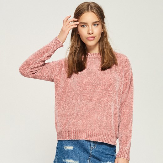 Sinsay - Szenilowy sweter - Różowy Sinsay  XL 