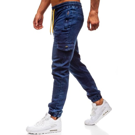 Spodnie jeansowe joggery męskie granatowe Denley Y272A  Denley M 