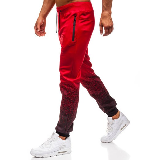 Spodnie męskie dresowe joggery czerwone Denley HM007  Denley M 