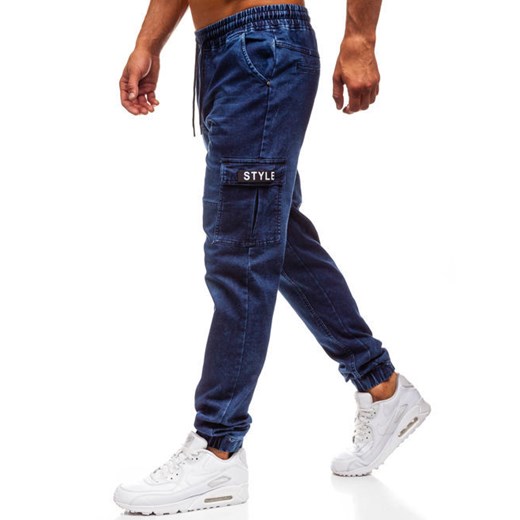 Spodnie jeansowe joggery męskie granatowe Denley Y262  Denley M 