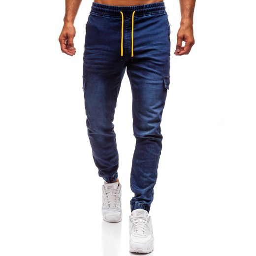 Spodnie jeansowe joggery męskie granatowe Denley Y272A  Denley L 