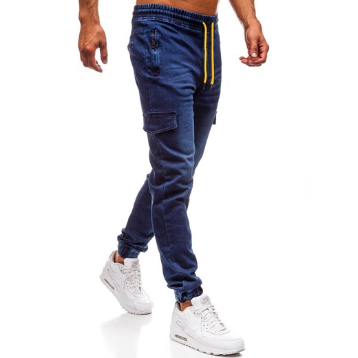Spodnie jeansowe joggery męskie granatowe Denley Y272A Denley  L 