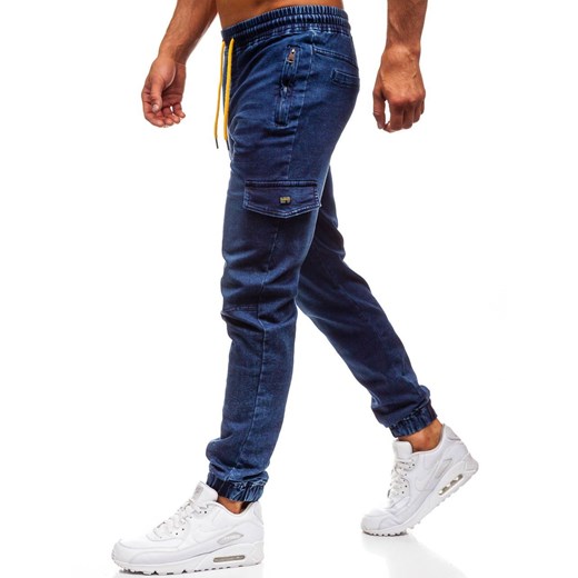 Spodnie jeansowe joggery męskie granatowe Denley Y272A  Denley 2XL 