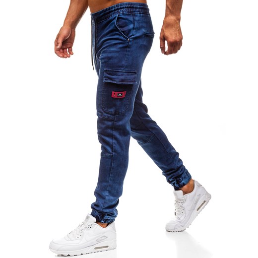Spodnie jeansowe joggery męskie granatowe Denley Y271  Denley M 
