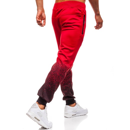 Spodnie męskie dresowe joggery czerwone Denley HM007 Denley  XL 