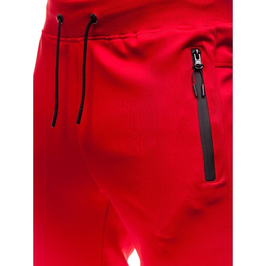 Spodnie męskie dresowe joggery czerwone Denley HM007  Denley XL 