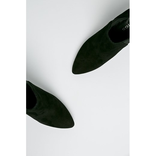 Botki Wojas eleganckie czarne na słupku bez zapięcia ze skóry 
