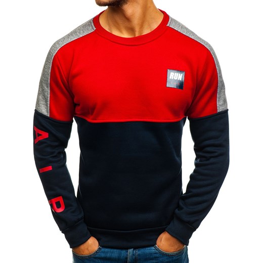 Bluza męska bez kaptura z nadrukiem granatowo-czerwona Denley HY313 Denley  XL 
