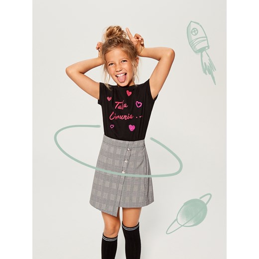 Mohito - Koszulka dla dziewczynki little princess - Czarny Mohito  134 