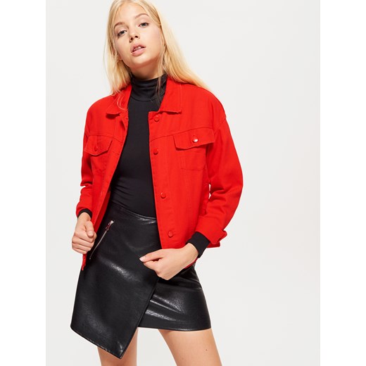 Cropp - Asymetryczna spódnica z eko skóry - Czarny Cropp  L 